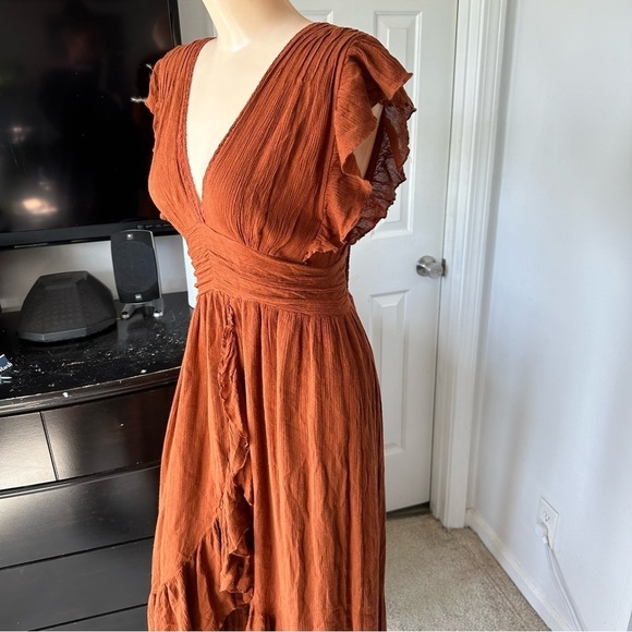 FREE PEOPLE ADA FLUTTER SLEEVE HIGH LOW DRESS - Picture 9 of 15
